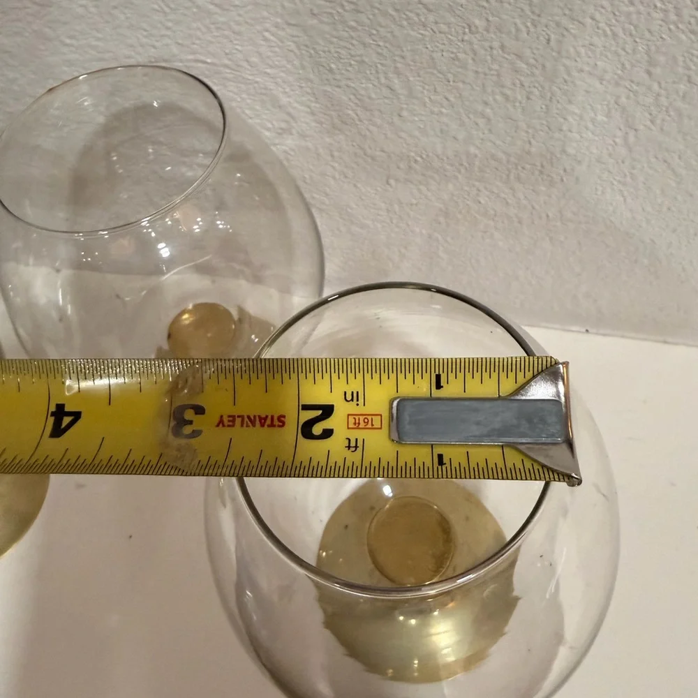 Vintage Brass Base Snifter Glasses Set of 3 Mid Century Style